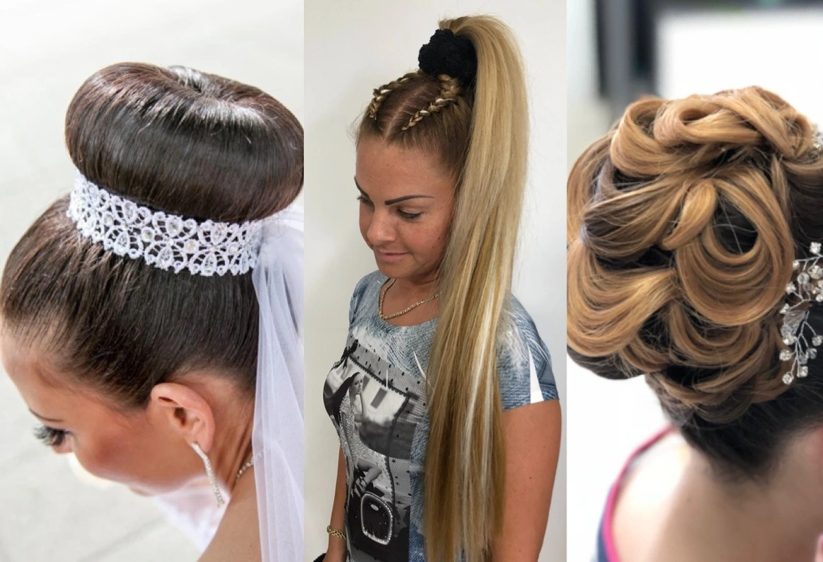 3 women with buns and braids